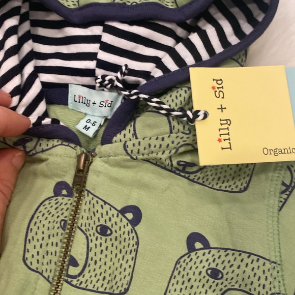 Lilly + Sid 0-6m Zip-up Bear Onesie with Hood NWT! - Picture 2 of 7